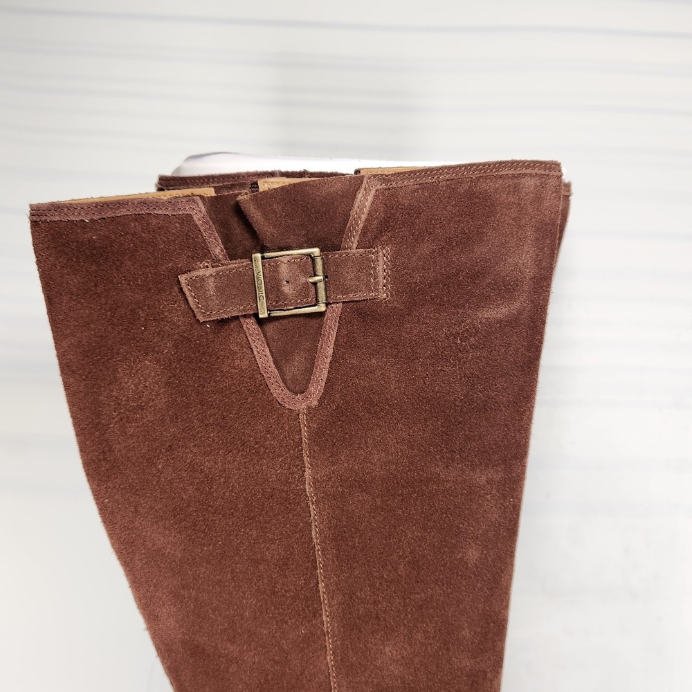 Vionic Sonora Tall Boots Women Size 8 Coffee Suede Wide Calf Block Heel - Picture 3 of 11